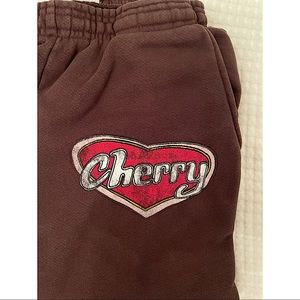 Cherry LA Valentines Day Sweat Pants Espresso XS